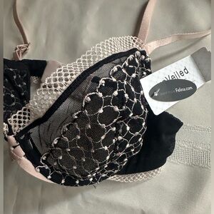 Felina Unveiled Black and Cream Lace Bra